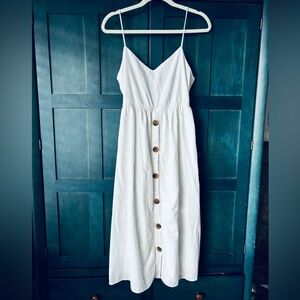 Elegant White Button-Down Maxi Dress